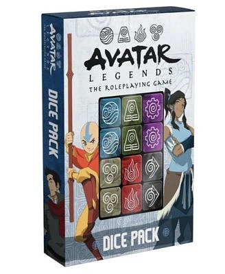 Avatar Legends The Rpg  Dice Pack 12 Piece Engraved Dice Set, Roleplaying Game Accessory, Six Sided, 6 Pairs of Dice Showing Different Training Types