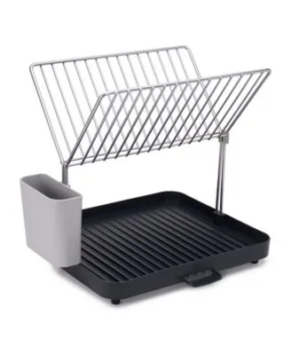 iDesign, Stainless Steel Metal Sink Dish Drainer Rack with Plastic Tray Kitchen  Drying Rack, Amber/Bronze 