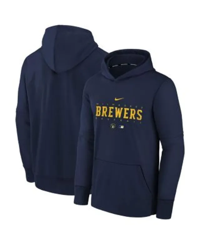 Youth Nike Navy Milwaukee Brewers Authentic Collection Performance Pullover  Hoodie