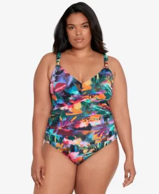 Plus Shirred One-Piece Swimsuit