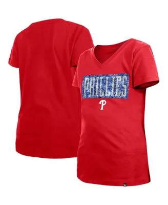 Girls Youth New Era Royal Chicago Cubs Flip Sequins V-Neck T-Shirt