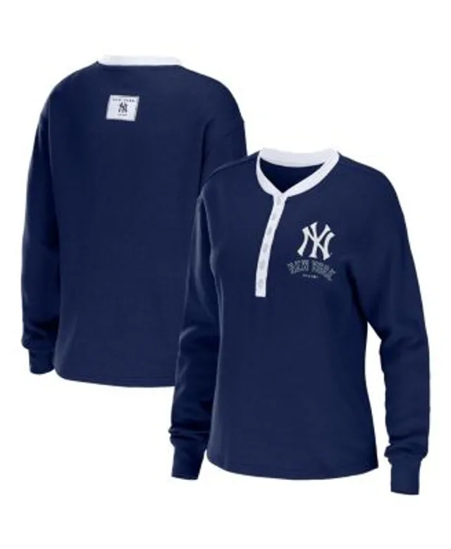 Women's Wear by Erin Andrews Navy Detroit Tigers Waffle Henley Long Sleeve T-Shirt Size: Medium