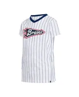 Girls Youth Atlanta Braves New Era Pink Jersey Stars V-Neck T-Shirt