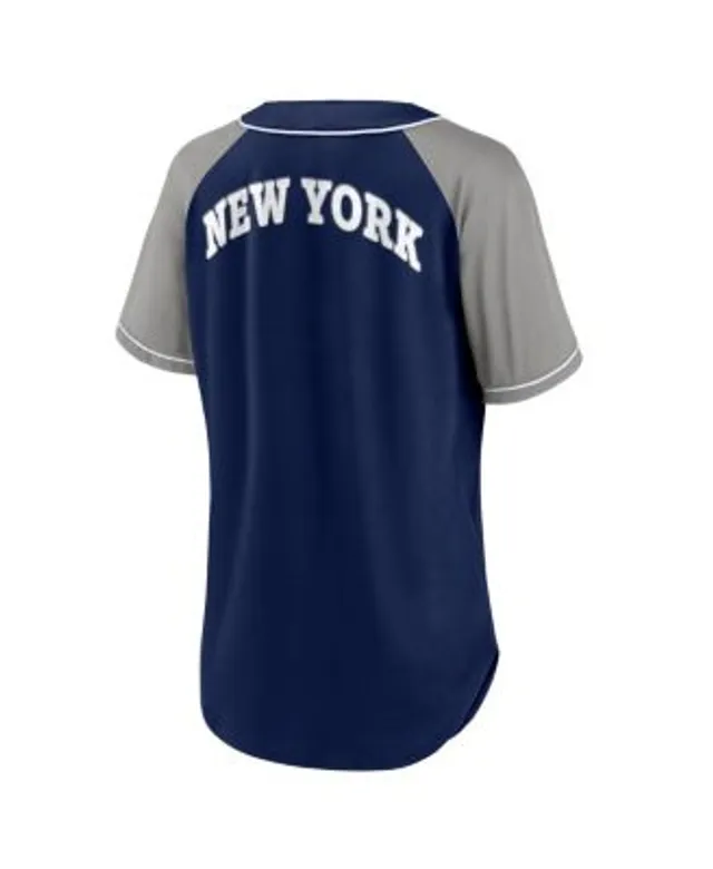 Women's New York Yankees White/Navy Plus Size Notch Neck T-Shirt