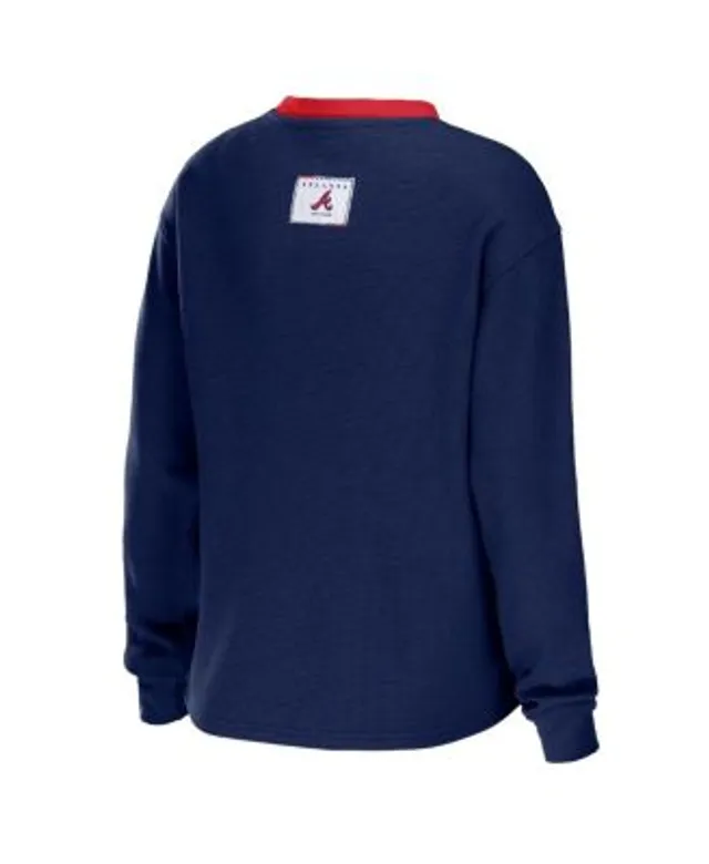 Women's WEAR by Erin Andrews Navy Boston Red Sox Waffle Henley Long Sleeve  T-Shirt