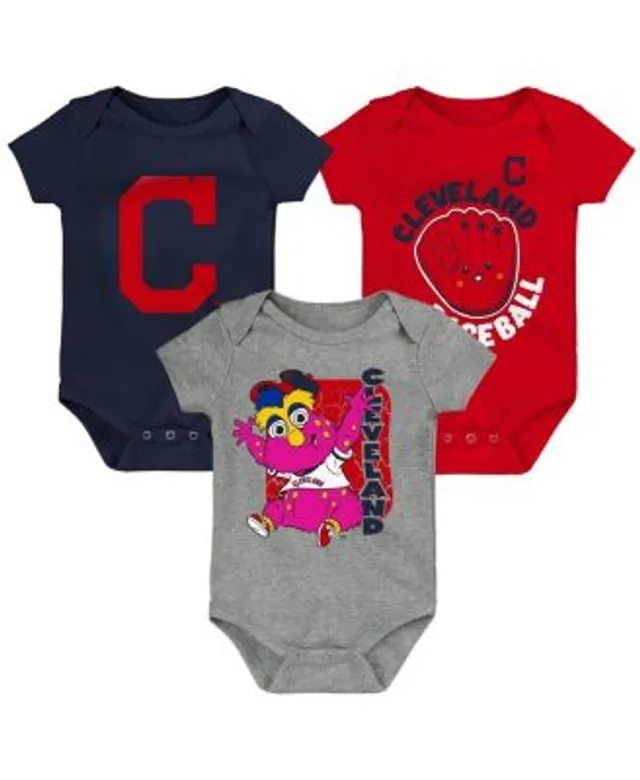 Outerstuff Girls Newborn & Infant Red/Navy/Heathered Gray Washington Nationals 3-Pack Batter Up Bodysuit Set