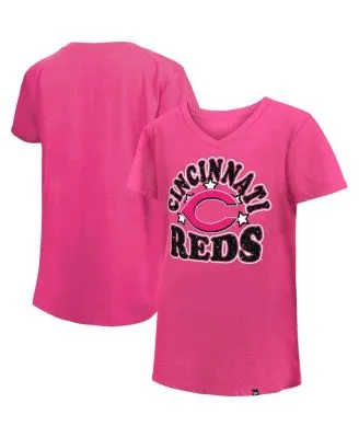 Girls Youth New Era Pink Miami Marlins Jersey Stars V-Neck T-Shirt