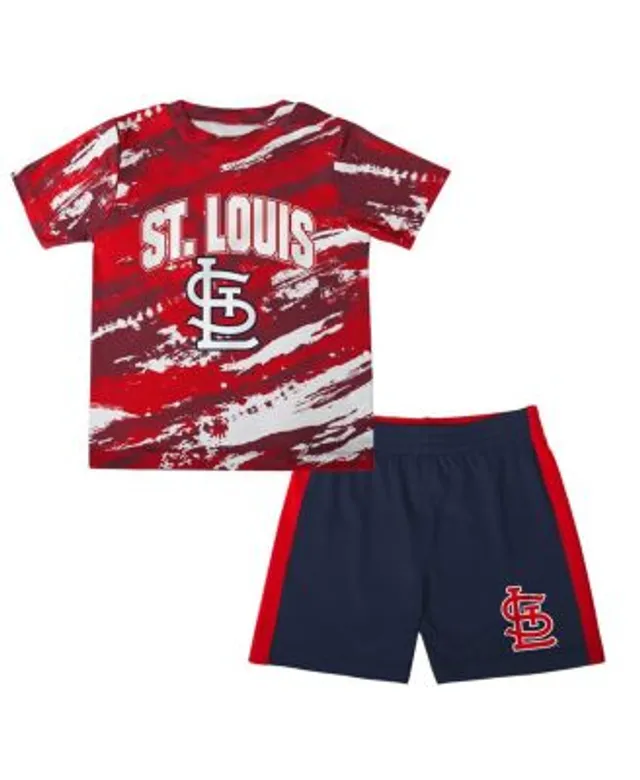 Outerstuff Infant Boys and Girls Navy, Heather Gray St. Louis Cardinals  Ground Out Baller Raglan T-shirt Shorts Set