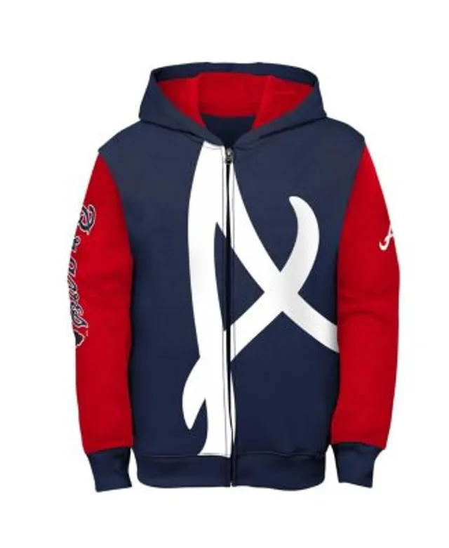 Outerstuff Youth Navy Atlanta Braves Wordmark Full-Zip Fleece Hoodie Size: Extra Large