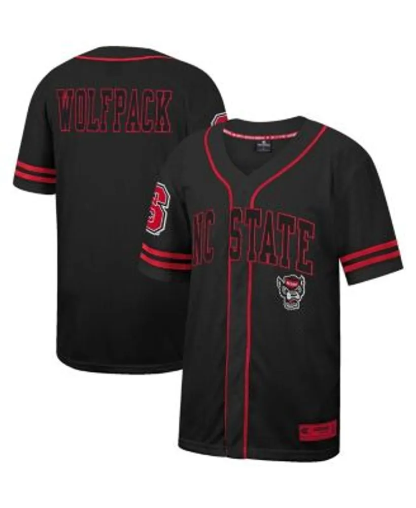 Men's Black NC State Wolfpack Free Spirited Mesh Button-Up Baseball Jersey