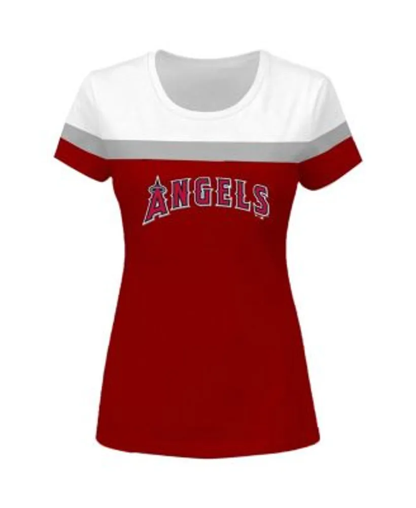 Los Angeles Angels Soft as a Grape Women's Plus Sizes Three Out Color  Blocked Raglan Sleeve T-Shirt - Red