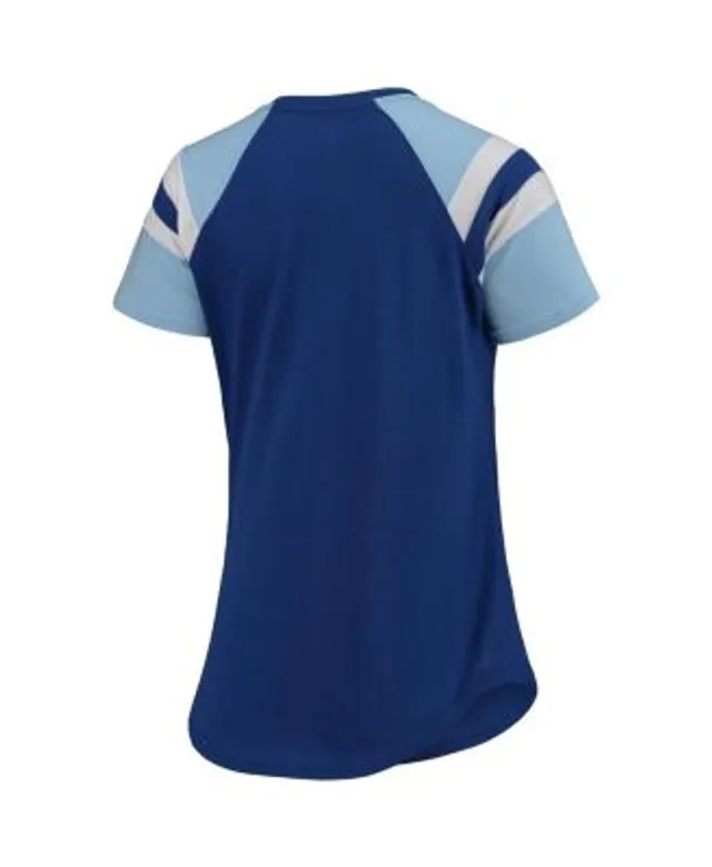 Women's Starter Royal/Gray Los Angeles Dodgers Game on Notch Neck Raglan T-Shirt Size: Small
