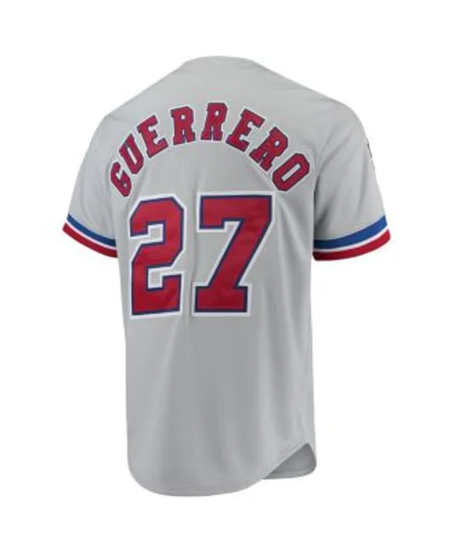 Men's Texas Rangers Vladimir Guerrero Mitchell & Ness Royal Cooperstown  Collection Mesh Batting Practice Button-Up