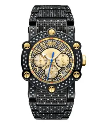 Men's Luxury Phantom Black Stainless Steel Bracelet Watch, 42mm