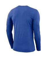 Men's Nike White Duke Blue Devils Basketball Drop Legend Long Sleeve  Performance T-Shirt