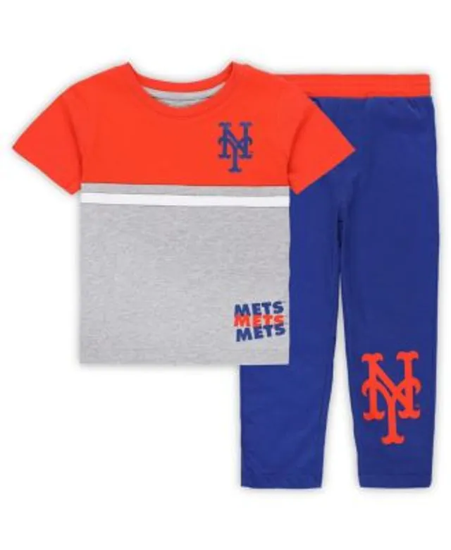 Outerstuff Babies' Infant Boys And Girls Orange, Heather Grey New York Mets  Ground Out Baller Raglan T-shirt And Shorts In Orange,heather Grey