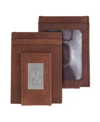 Check and Leather Slim Bifold Wallet in Dark Birch Brown - Men