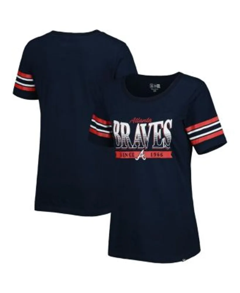 Atlanta Braves New Era Women's Team Stripe T-Shirt - Navy