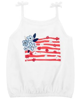 Toddler Girls American Flag Jersey Tank Top