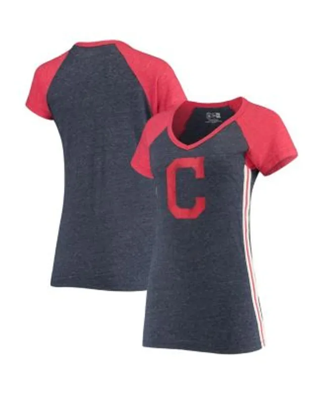 Cleveland Indians Touch Women's Ultimate Fan 3/4-Sleeve Raglan V-Neck T- Shirt - Navy