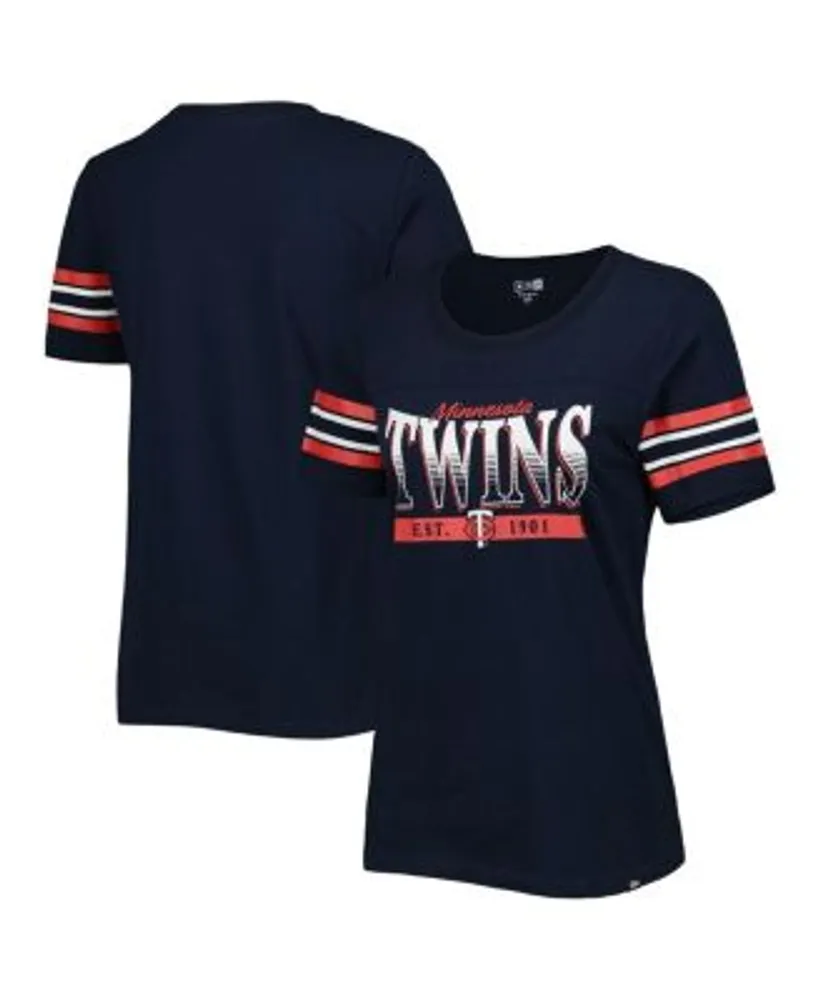 Atlanta Braves New Era Women's Team Stripe T-Shirt - Navy