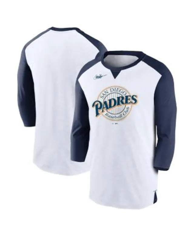 Nike Men's White, Navy San Diego Padres Rewind 3/4-Sleeve T-shirt