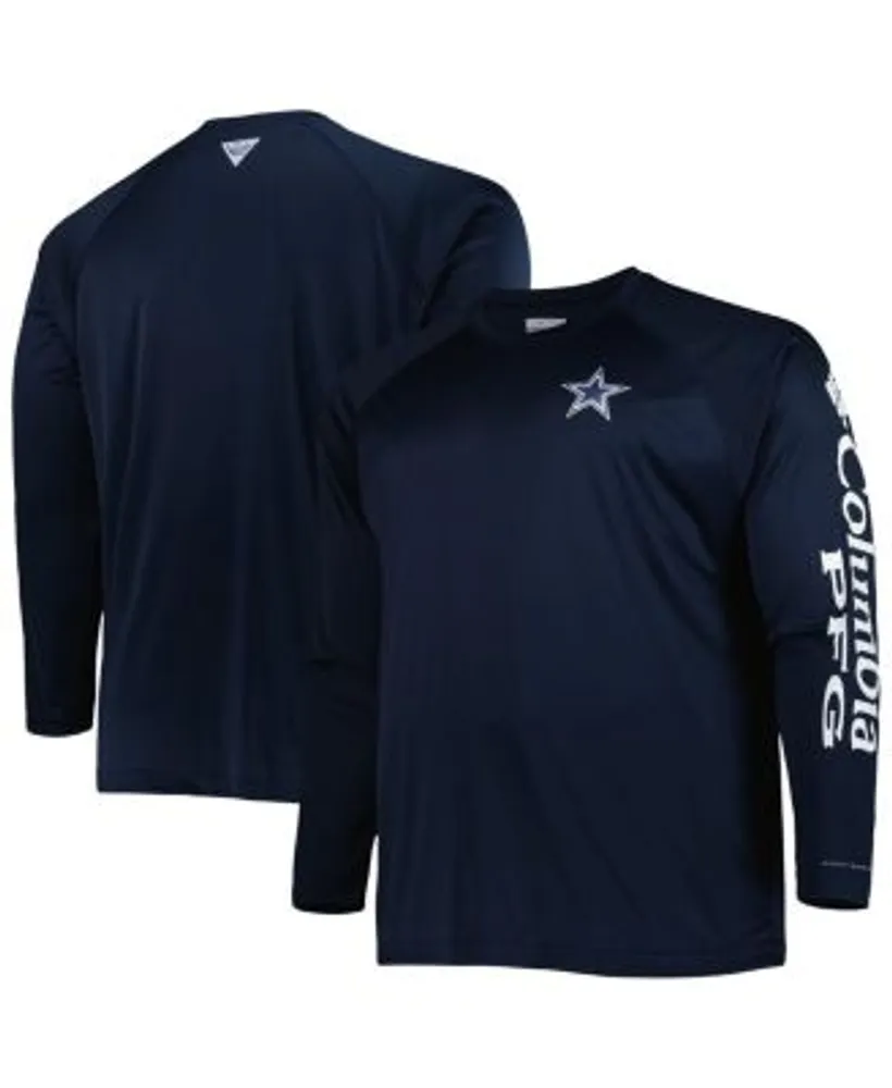 Columbia Men's Navy Dallas Cowboys Big and Tall PFG Terminal Tackle Logo  Raglan Omni-Wick Long Sleeve T-shirt