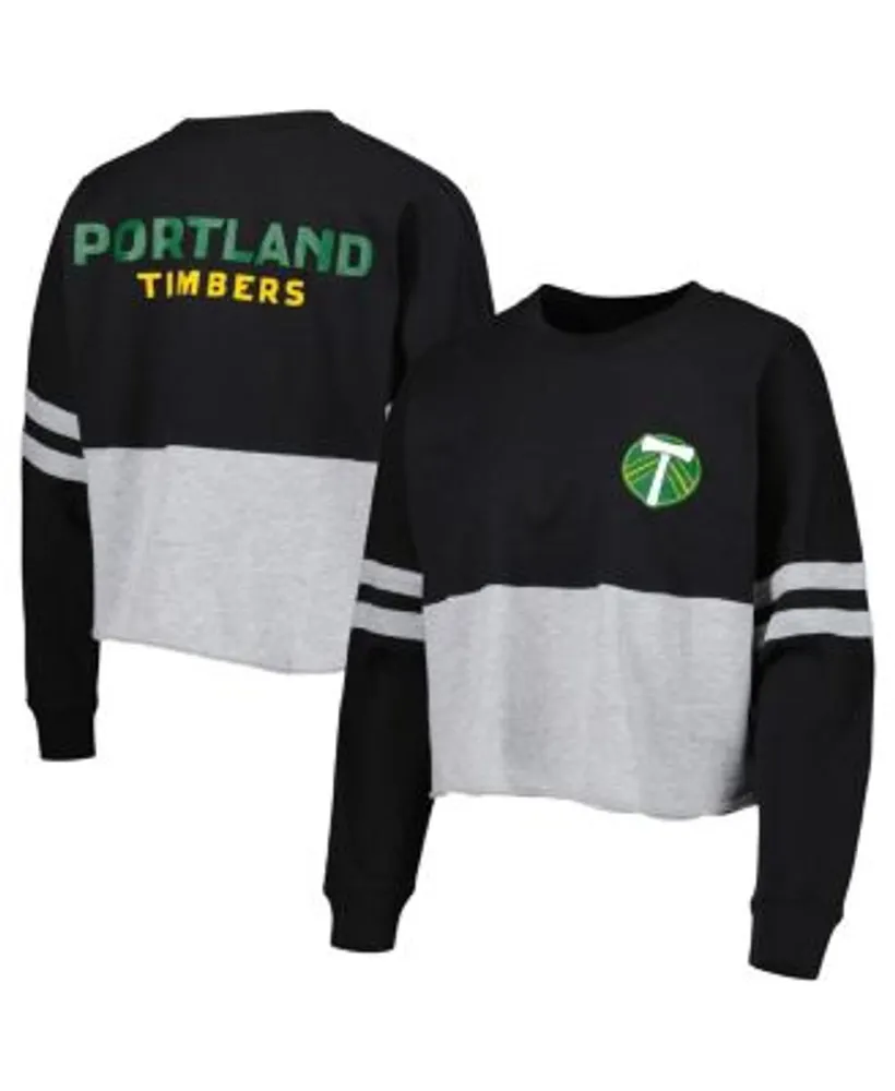 Women's Black/Heather Gray Portland Timbers Cropped Retro Jersey