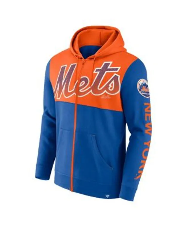 New York Mets Mitchell & Ness Fleece Full-Zip Hoodie - Royal/Orange