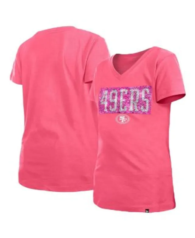 Girls Youth New Era Pink San Francisco Giants Jersey Stars V-Neck T-Shirt