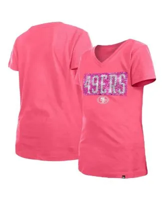 Girls Youth Nick Bosa Pink San Francisco 49ers Fashion Fan Gear V-Neck T- Shirt