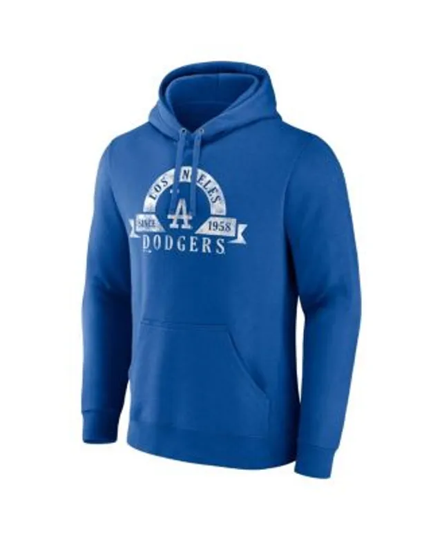 Mitchell & Ness Men's Royal Los Angeles Dodgers Cooperstown Collection  Washed Fleece Pullover Short Sleeve Hoodie