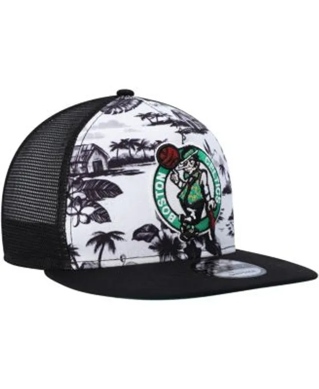 New Era Men's White, Black New York Knicks Tonal Palm Trees Trucker 9FIFTY Snapback  Hat