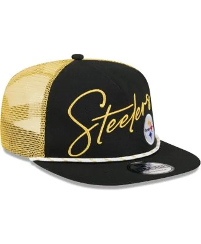 New Era Men's Black Pittsburgh Steelers Script Trucker 9FIFTY Snapback Hat  - Macy's