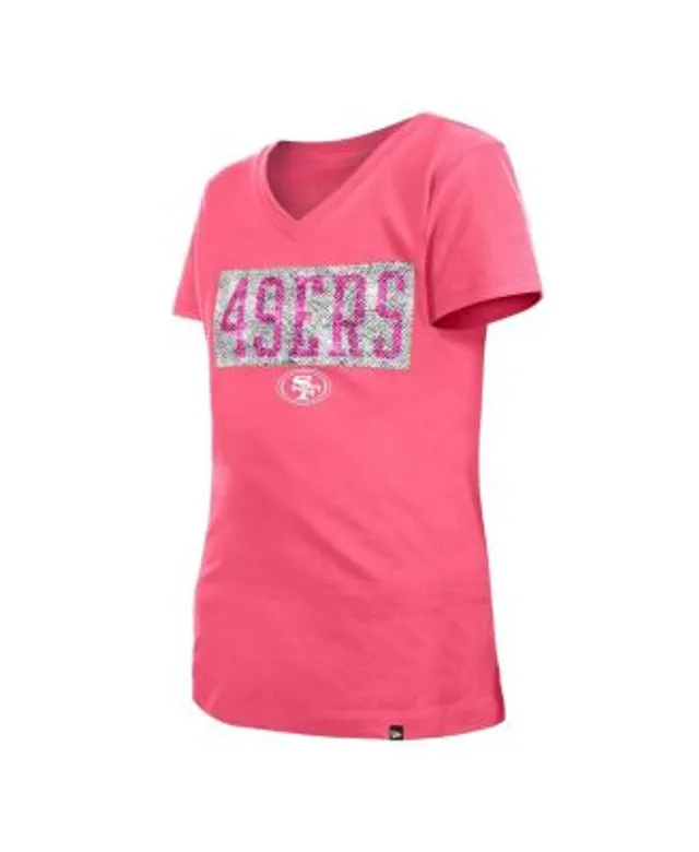 Girls Youth New Era Pink San Francisco Giants Jersey Stars V-Neck T-Shirt