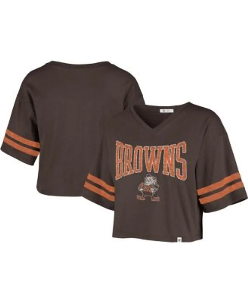 Cleveland Browns '47 Women's Fanfare Sport V-Neck Crop Top - Brown