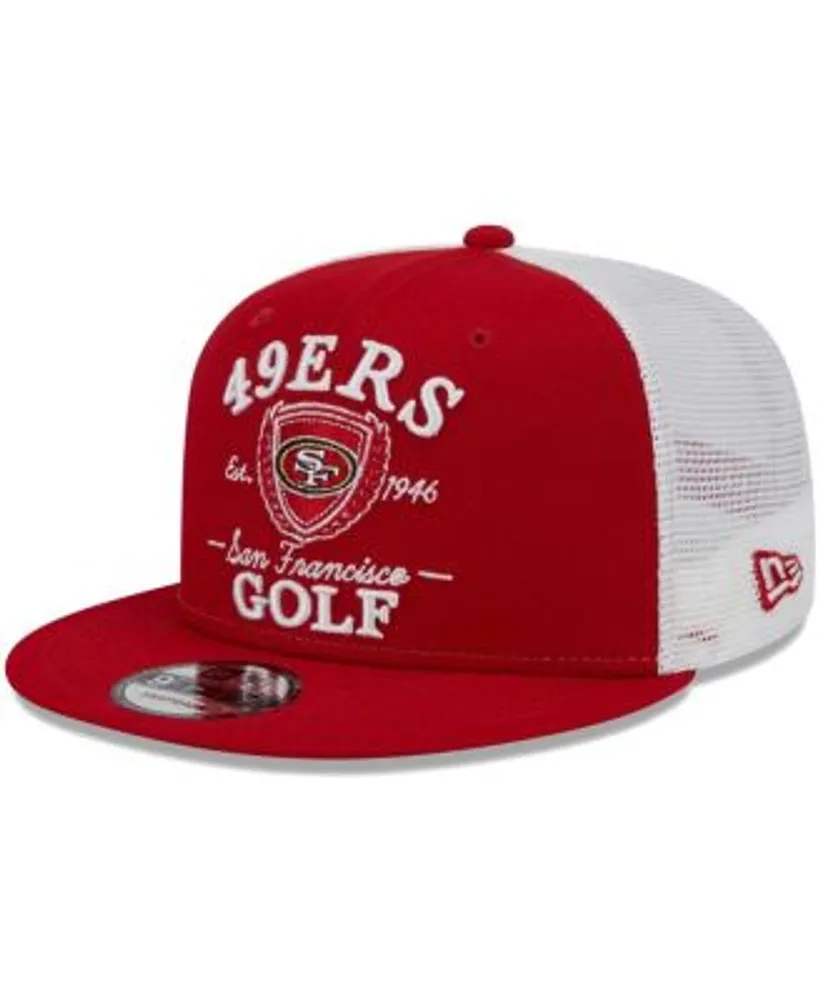 Men's New Era Scarlet San Francisco 49ers Old School Golfer Trucker  Snapback Hat