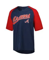 Atlanta Braves Stitches Button-Down Raglan Fashion Jersey - Navy