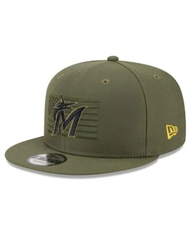 Men's Miami Marlins New Era Black Throwback Weekend 39THIRTY Flex Hat