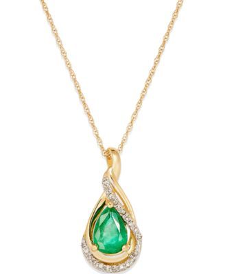 Sapphire (9/10 ct. t.w.) and Diamond Accent Pendant 18" Necklace 14k White Gold (Also Available Emerald)