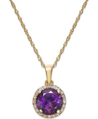 Amethyst (1-1/10 ct. t.w.) and Diamond Accent Pendant Necklace in 14k Gold