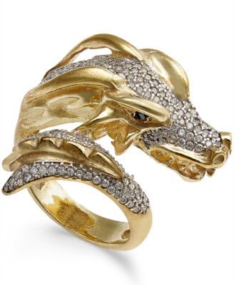 Diamond Dragon Bypass Ring (1 ct. t.w.) 14k Gold-Plated Sterling Silver