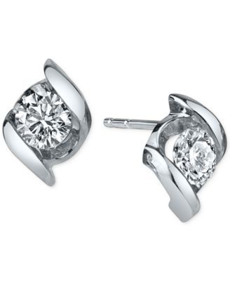 Diamond Twist Stud Earrings (1/3 ct. t.w.) in 14k White Gold