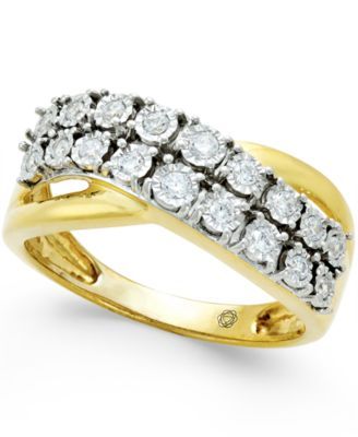 Diamond Two-Row Crossover Ring (1/4 ct. t.w.) 10k White or Yellow Gold