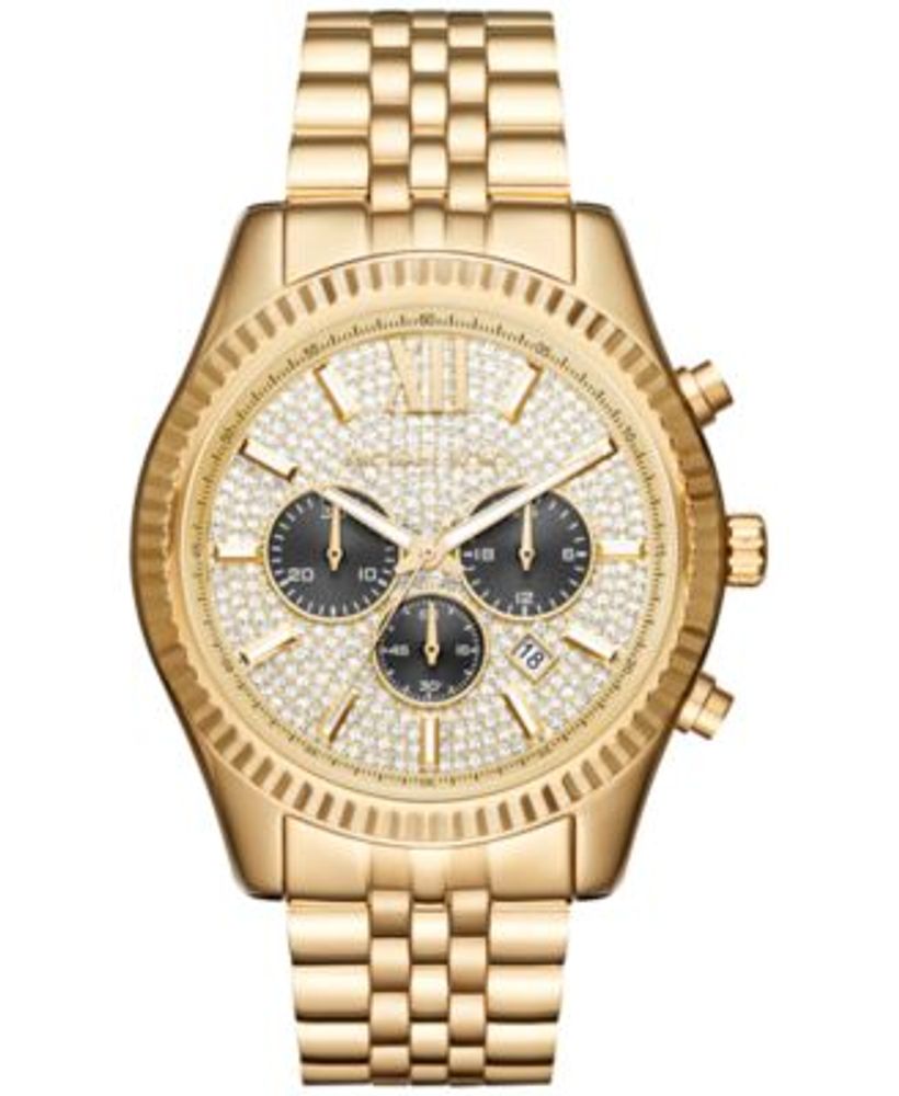 Michael Kors Men's Chronograph Lexington Gold-Tone Stainless Steel Bracelet  Watch 44mm MK8494 | Hawthorn Mall