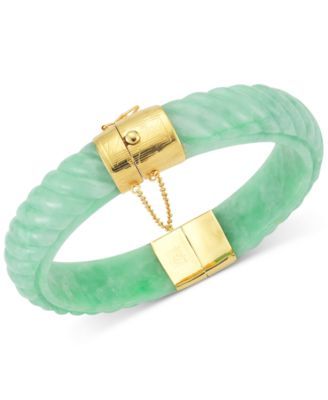 Dyed Jade Bangle Bracelet 14k Gold over Sterling Silver Green, Red or Black