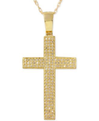 Men's Diamond Geometric Cross Pendant Necklace (1/2 ct. t.w.) in 10k Gold