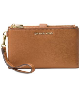 Adele Double-Zip Pebble Leather Phone Wristlet