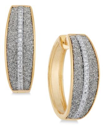 Diamond Glitter Hoop Earrings (1/5 ct. t.w.) in 14k Gold-Plated Sterling Silver