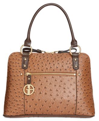 Ostrich-Embossed Dome Satchel